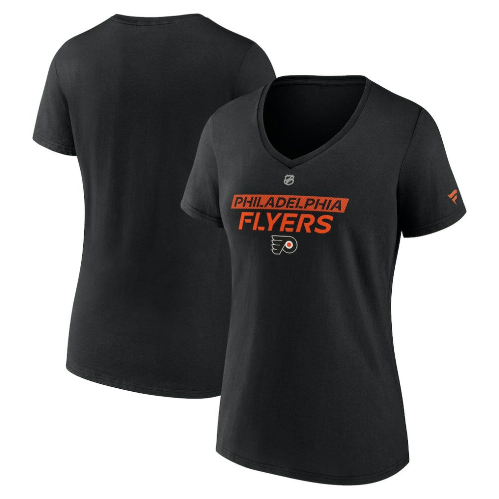 Philadelphia Flyers Fanatics Women's Authentic Pro Core Primary V-Neck T-Shirt - Black - NHL 200864501