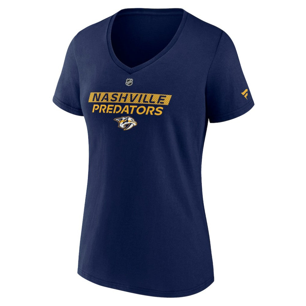 Nashville Predators Fanatics Women's Authentic Pro Core Primary V-Neck T-Shirt - Navy - NHL 200864546