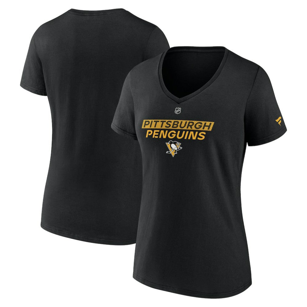 Pittsburgh Penguins Fanatics Women's Authentic Pro Core Primary V-Neck T-Shirt - Black - NHL 200864561