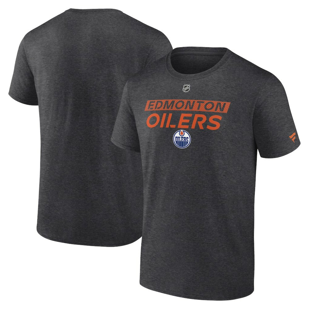 Edmonton Oilers Fanatics Authentic Pro Core Primary T-Shirt - Heather Charcoal - NHL 200864599