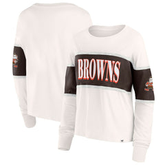 Fanatics Cleveland Browns Women's Antique Block Long Sleeve T-Shirt Cream