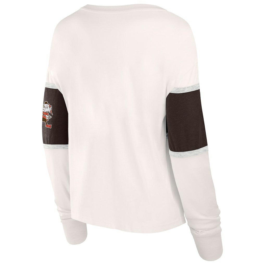 Fanatics Cleveland Browns Women's Antique Block Long Sleeve T-Shirt Cream