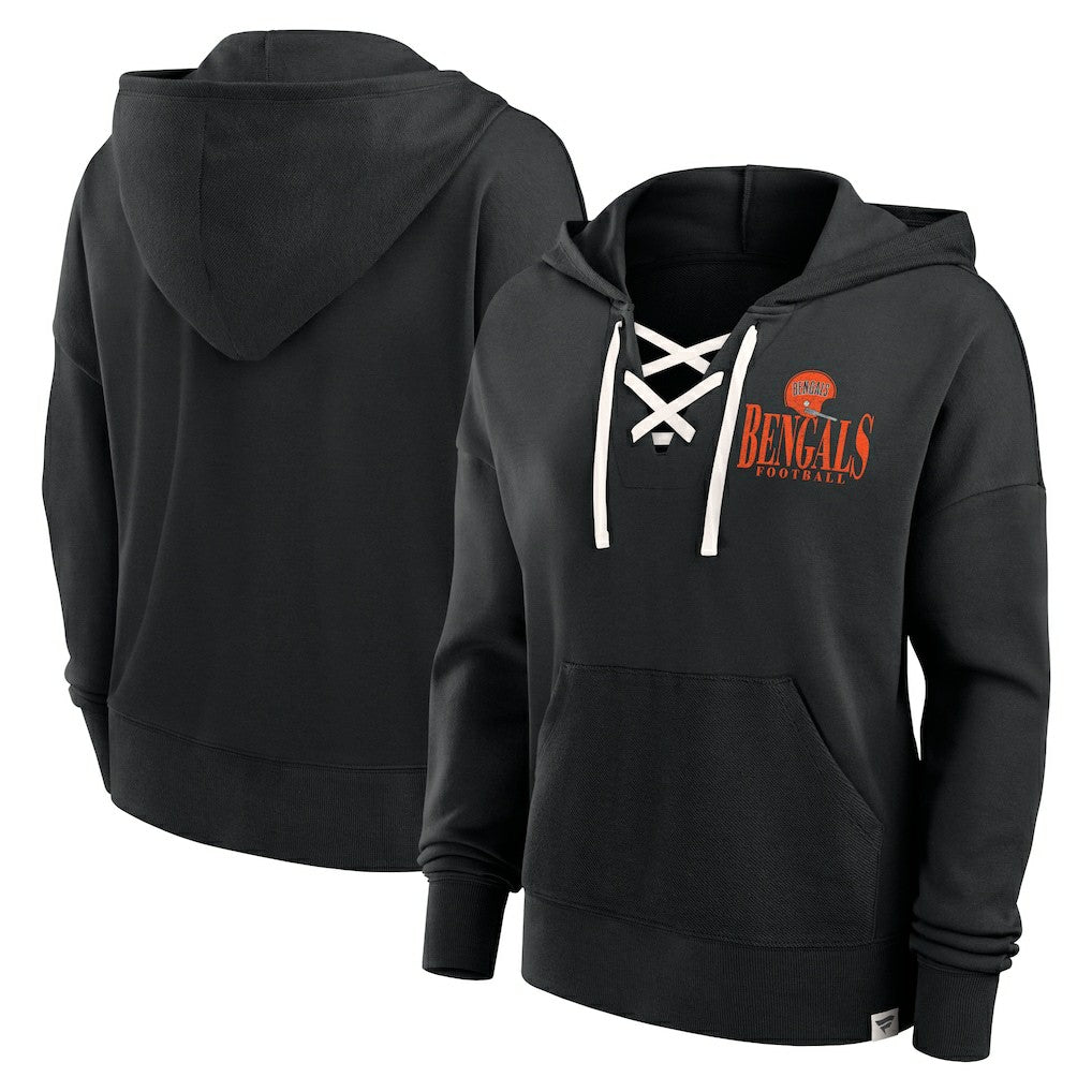 Fanatics Cincinnati Bengals Women's Blitz Left Lace-Up Pullover Hoodie Black