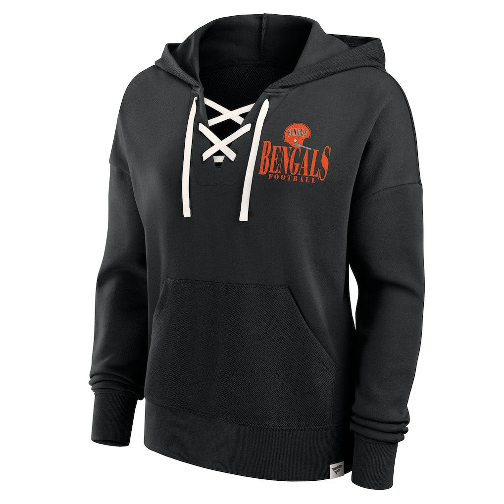Fanatics Cincinnati Bengals Women's Blitz Left Lace-Up Pullover Hoodie Black