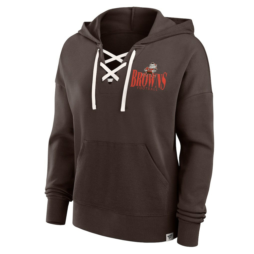 Fanatics Cleveland Browns Women's Blitz Left Lace-Up Pullover Hoodie Brown