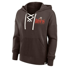 Fanatics Cleveland Browns Women's Blitz Left Lace-Up Pullover Hoodie Brown