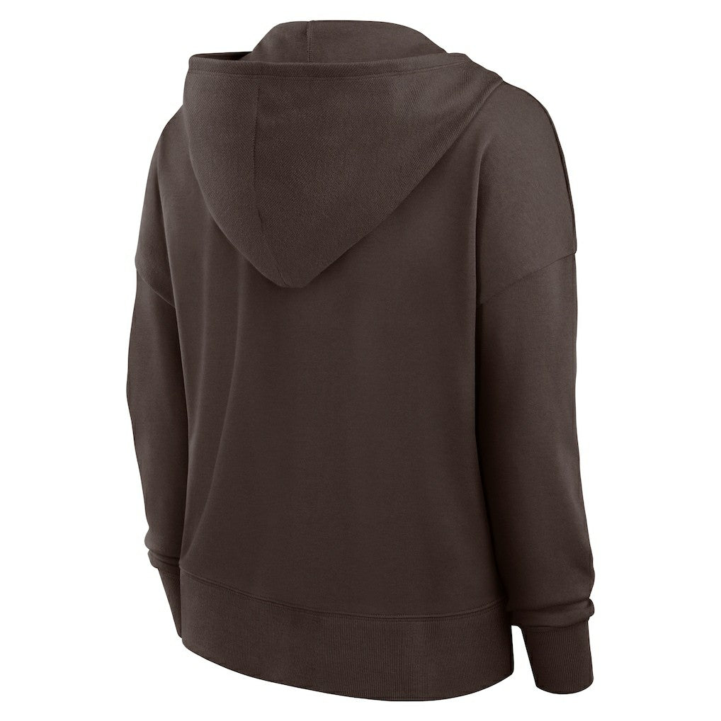 Fanatics Cleveland Browns Women's Blitz Left Lace-Up Pullover Hoodie Brown