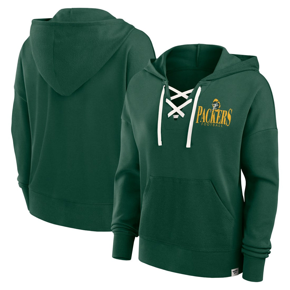 Fanatics Green Bay Packers Women's Blitz Left Lace-Up Pullover Hoodie Green