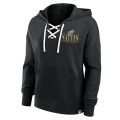 Fanatics New Orleans Saints Women's Blitz Left Lace-Up Pullover Hoodie Black