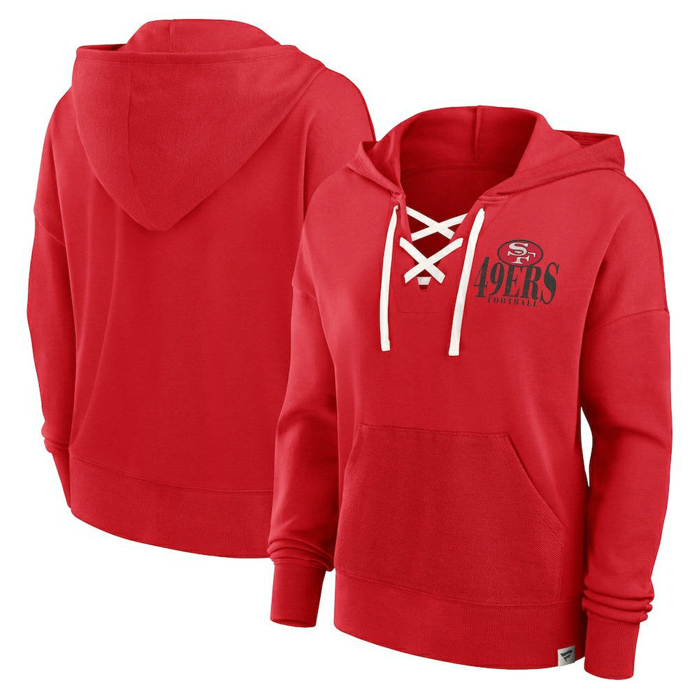 Fanatics San Francisco 49ers Women's Blitz Left Lace-Up Pullover Hoodie Scarlet