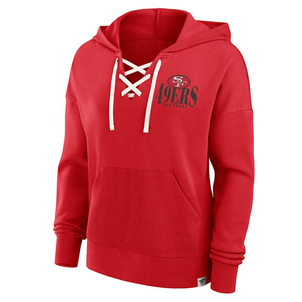 Fanatics San Francisco 49ers Women's Blitz Left Lace-Up Pullover Hoodie Scarlet