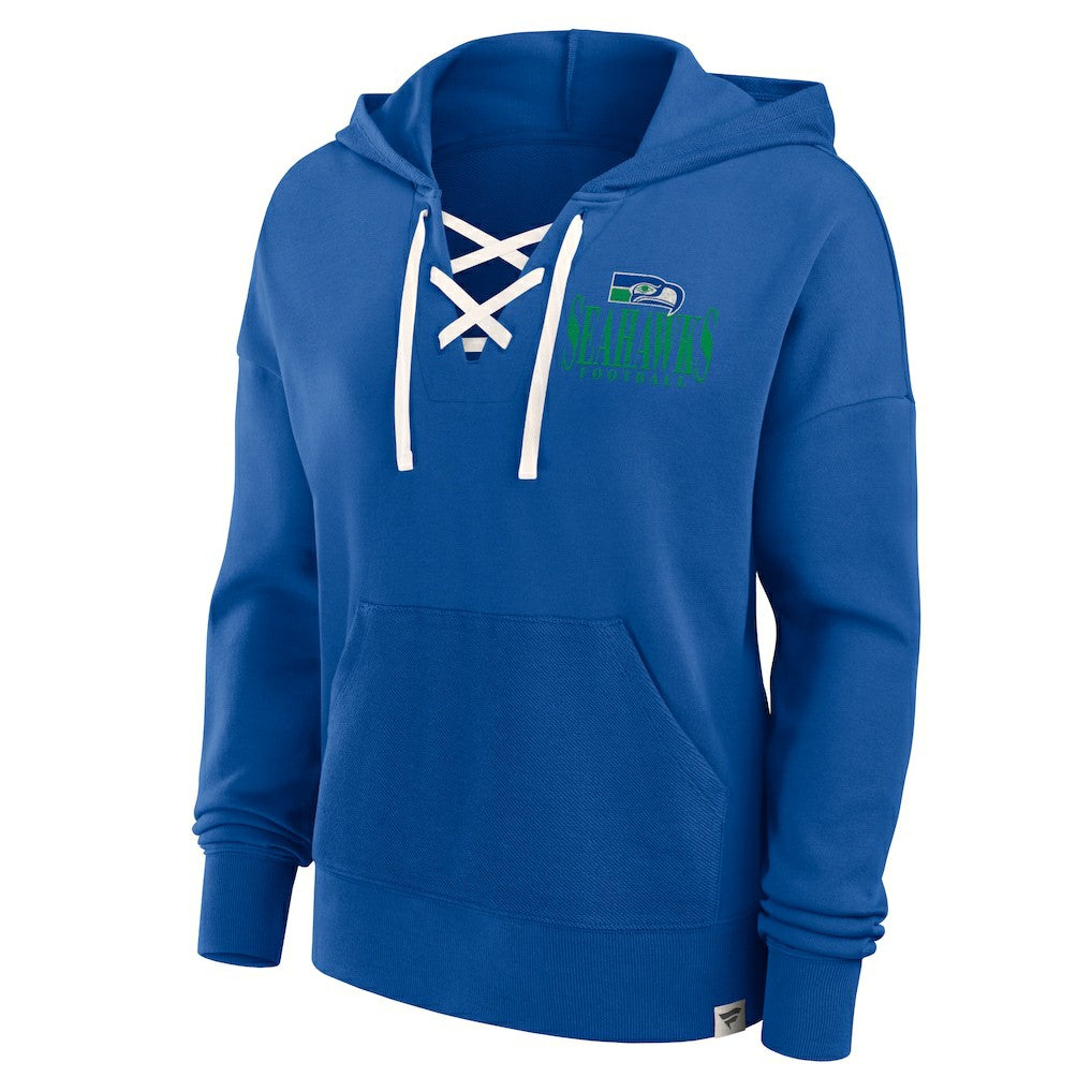 Fanatics Seattle Seahawks Women's Blitz Left Lace-Up Pullover Hoodie Royal