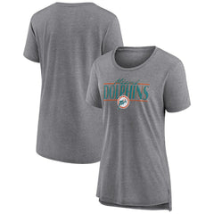 Fanatics Miami Dolphins Women's Up the Middle Tri-Blend T-Shirt Heather Gray