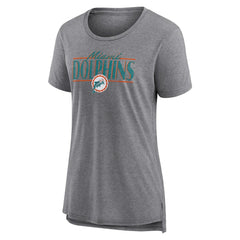 Fanatics Miami Dolphins Women's Up the Middle Tri-Blend T-Shirt Heather Gray