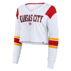 Fanatics Kansas City Chiefs Women's Stretch Cropped Fashion Long Sleeve T-Shirt White