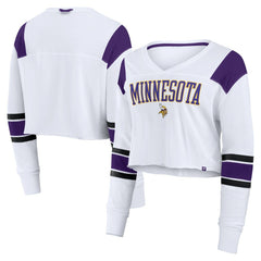 Fanatics Minnesota Vikings Women's Stretch Cropped Fashion Long Sleeve T-Shirt White