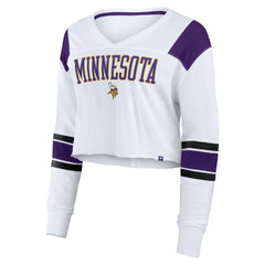 Fanatics Minnesota Vikings Women's Stretch Cropped Fashion Long Sleeve T-Shirt White