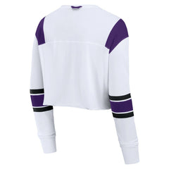 Fanatics Minnesota Vikings Women's Stretch Cropped Fashion Long Sleeve T-Shirt White