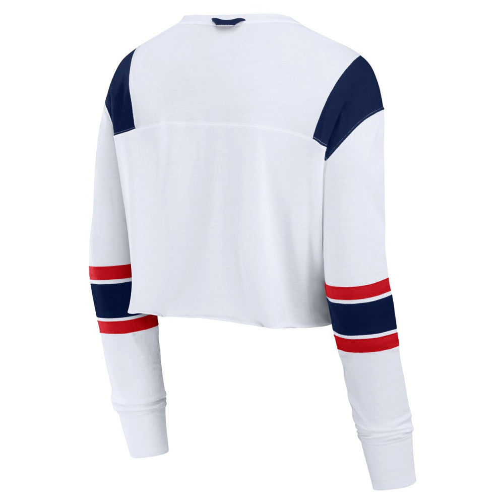 Fanatics Tennessee Titans Women's Stretch Cropped Fashion Long Sleeve T-Shirt White
