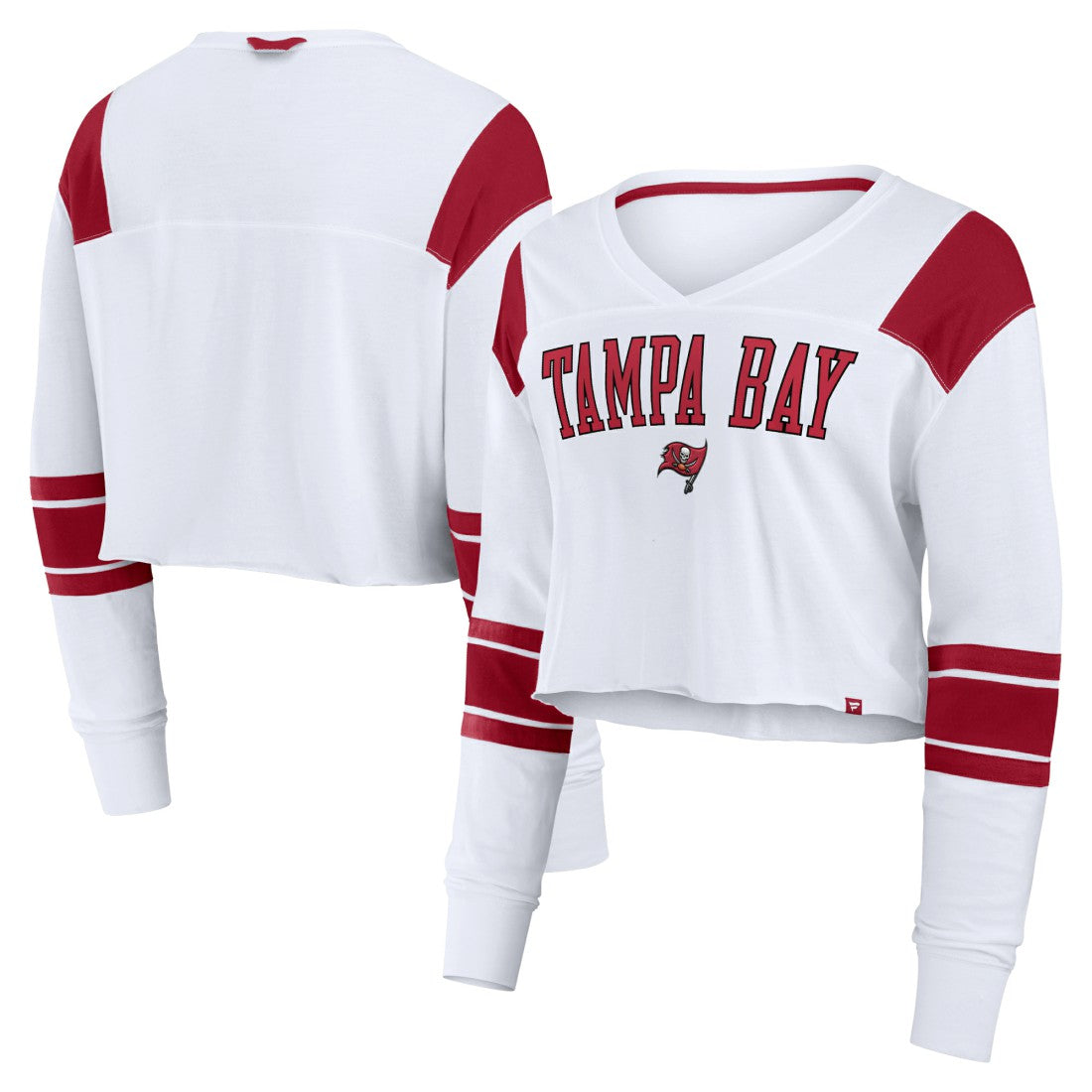 Fanatics Tampa Bay Buccaneers Women's Stretch Cropped Fashion Long Sleeve T-Shirt White