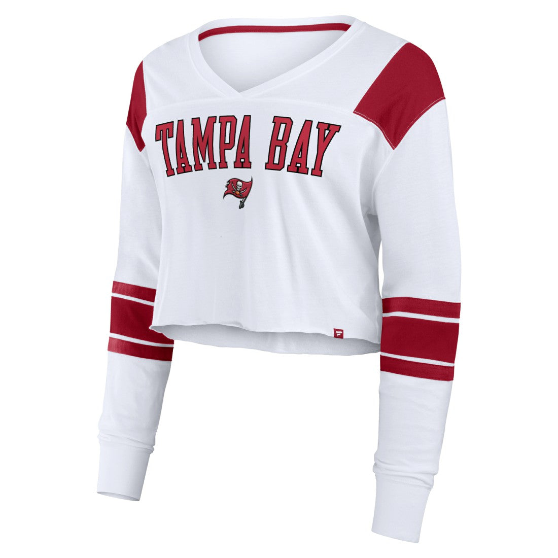 Fanatics Tampa Bay Buccaneers Women's Stretch Cropped Fashion Long Sleeve T-Shirt White