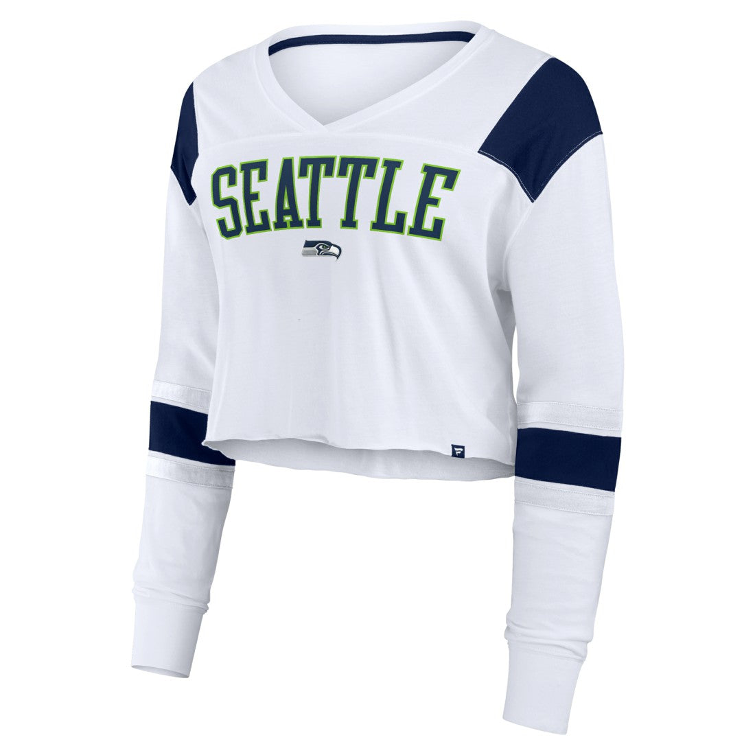 Fanatics Seattle Seahawks Women's Stretch Cropped Fashion Long Sleeve T-Shirt White
