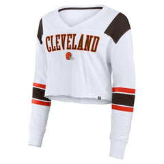 Fanatics Cleveland Browns Women's Stretch Cropped Fashion Long Sleeve T-Shirt White