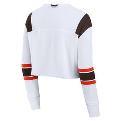 Fanatics Cleveland Browns Women's Stretch Cropped Fashion Long Sleeve T-Shirt White
