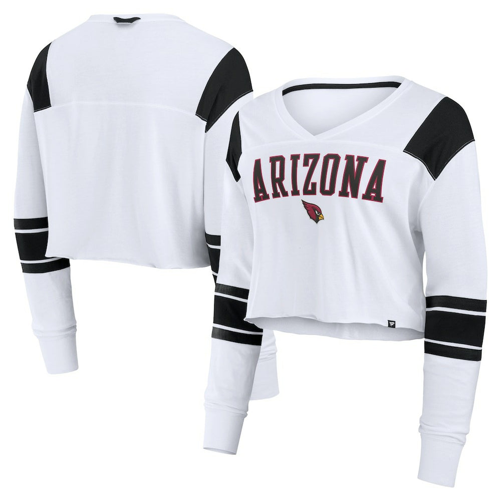 Fanatics Arizona Cardinals Women's Stretch Cropped Fashion Long Sleeve T-Shirt White