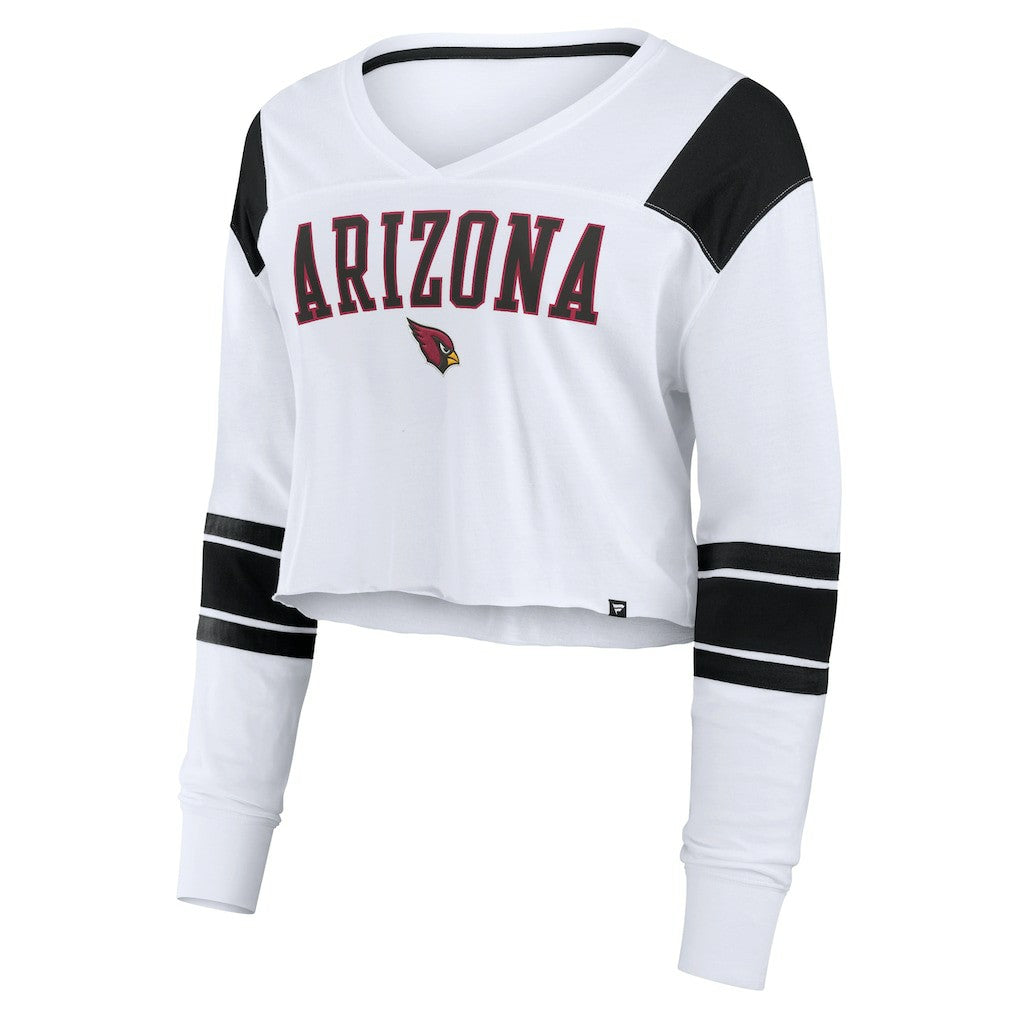 Fanatics Arizona Cardinals Women's Stretch Cropped Fashion Long Sleeve T-Shirt White