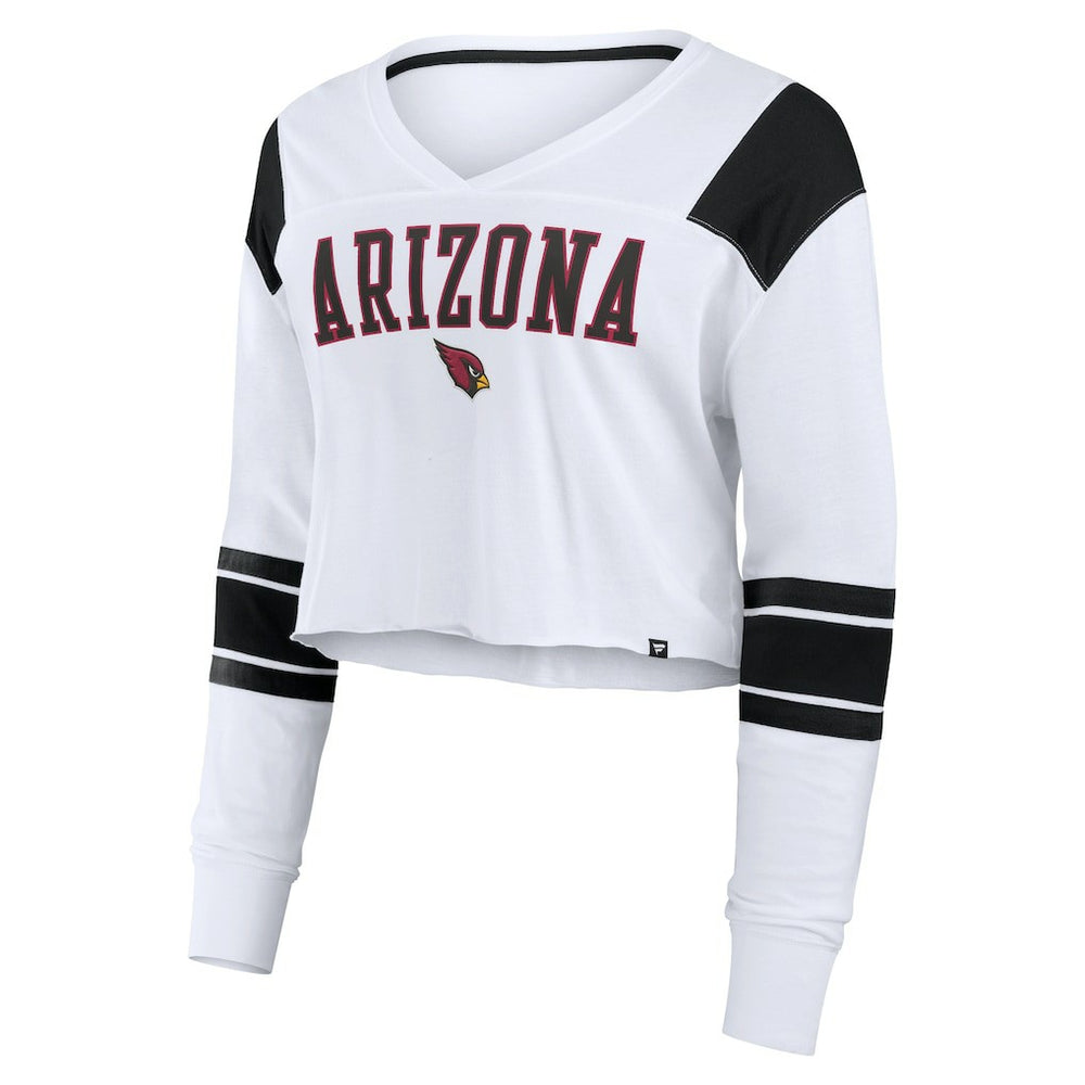 Fanatics Arizona Cardinals Women's Stretch Cropped Fashion Long Sleeve T-Shirt White