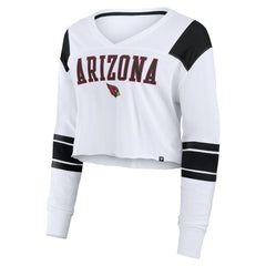 Fanatics Arizona Cardinals Women's Stretch Cropped Fashion Long Sleeve T-Shirt White