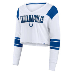 Fanatics Indianapolis Colts Women's Stretch Cropped Fashion Long Sleeve T-Shirt White