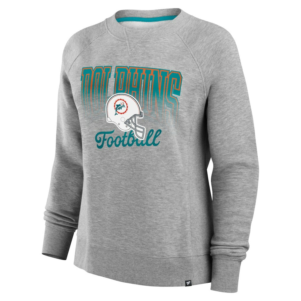 Fanatics Miami Dolphins Women's Hit Hard Fleece Pullover Sweatshirt Heather Gray