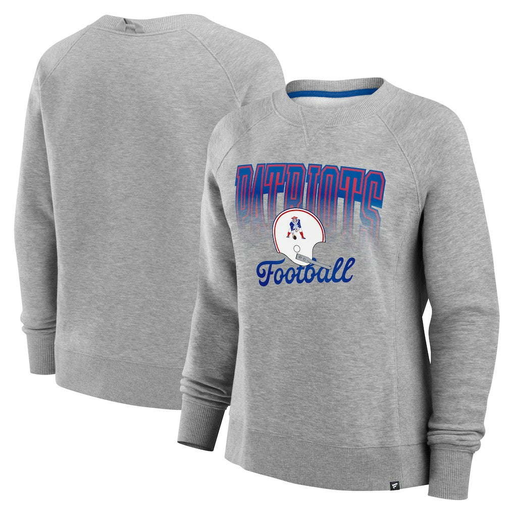 Fanatics New England Patriots Women's Hit Hard Fleece Pullover Sweatshirt Heather Gray