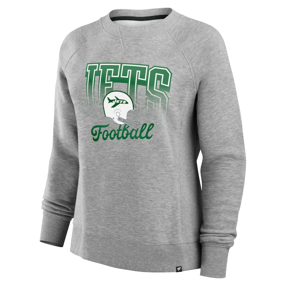 Fanatics New York Jets Women's Hit Hard Fleece Pullover Sweatshirt Heather Gray