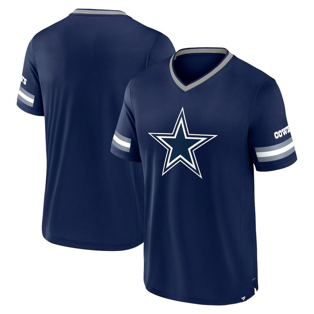 Fanatics Dallas Cowboys Stripe Stacking V-Neck T-Shirt Navy