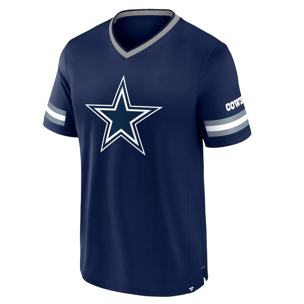 Fanatics Dallas Cowboys Stripe Stacking V-Neck T-Shirt Navy
