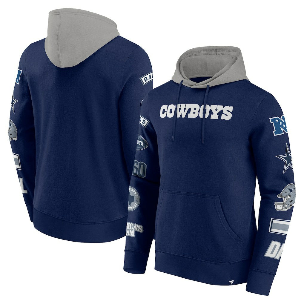 Fanatics Dallas Cowboys Patched Out Pullover Hoodie Navy/Silver