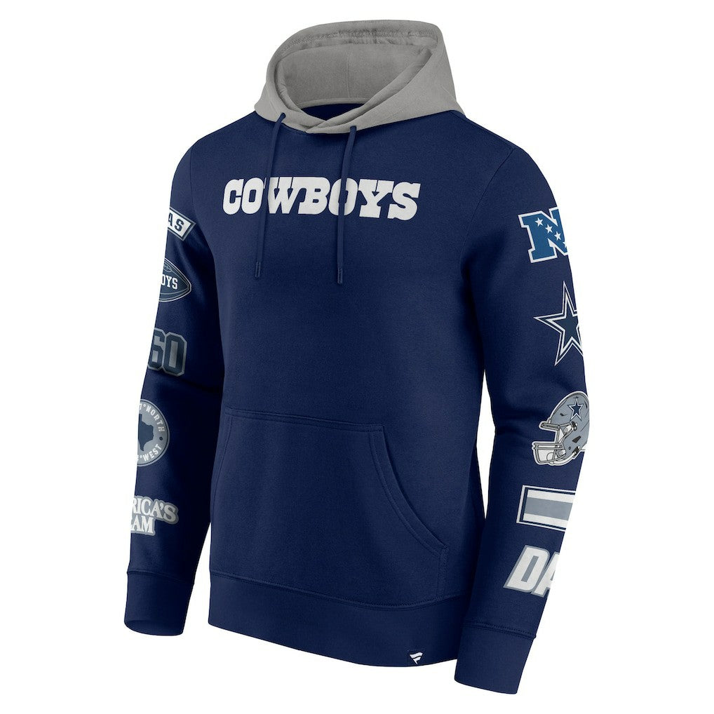 Fanatics Dallas Cowboys Patched Out Pullover Hoodie Navy/Silver