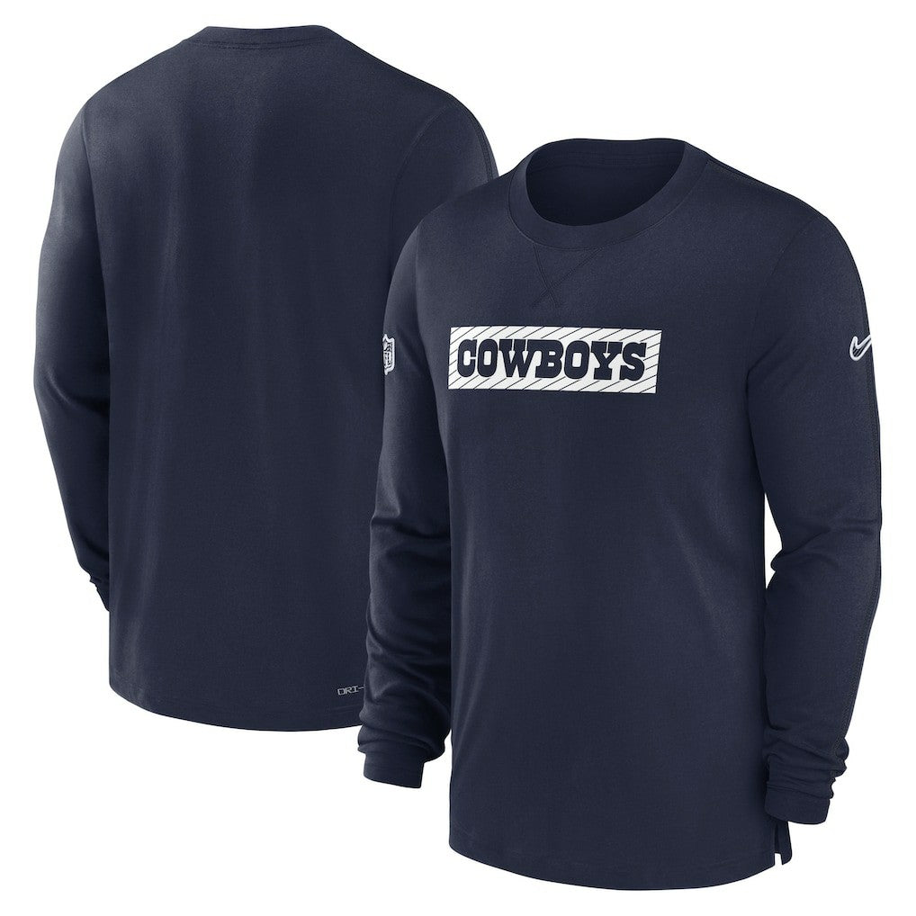 Nike Dallas Cowboys 2024/25 Sideline Player Tri-Blend Performance Long Sleeve T-Shirt Navy