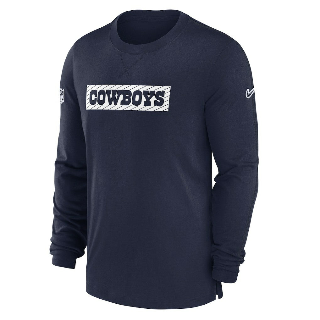 Nike Dallas Cowboys 2024/25 Sideline Player Tri-Blend Performance Long Sleeve T-Shirt Navy