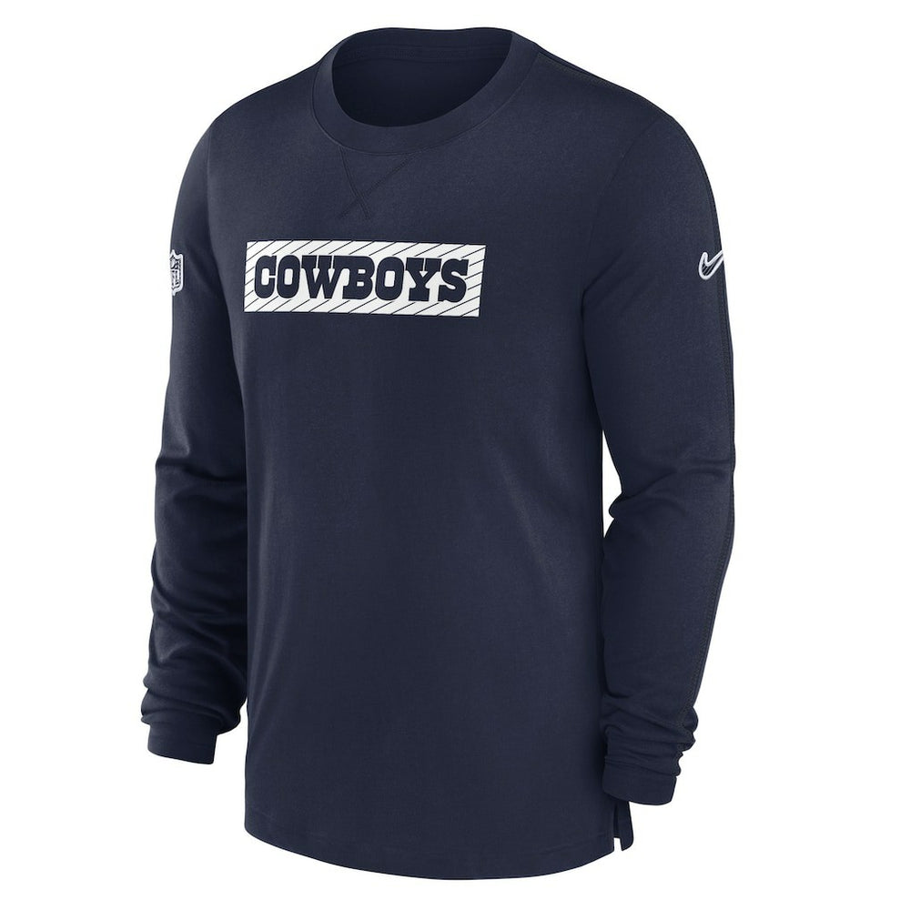 Nike Dallas Cowboys 2024/25 Sideline Player Tri-Blend Performance Long Sleeve T-Shirt Navy