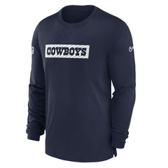 Nike Dallas Cowboys 2024/25 Sideline Player Tri-Blend Performance Long Sleeve T-Shirt Navy