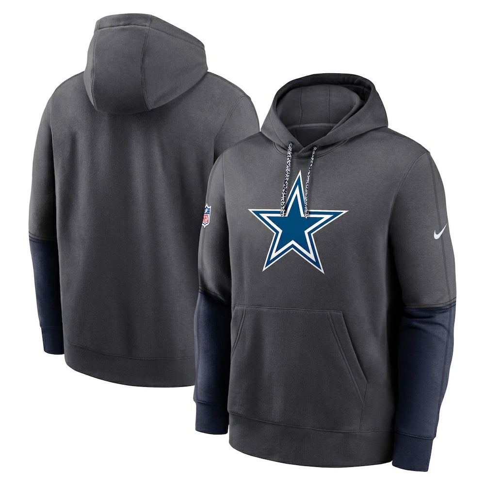 Nike Dallas Cowboys 2024 Sideline Club Pullover Hoodie Charcoal