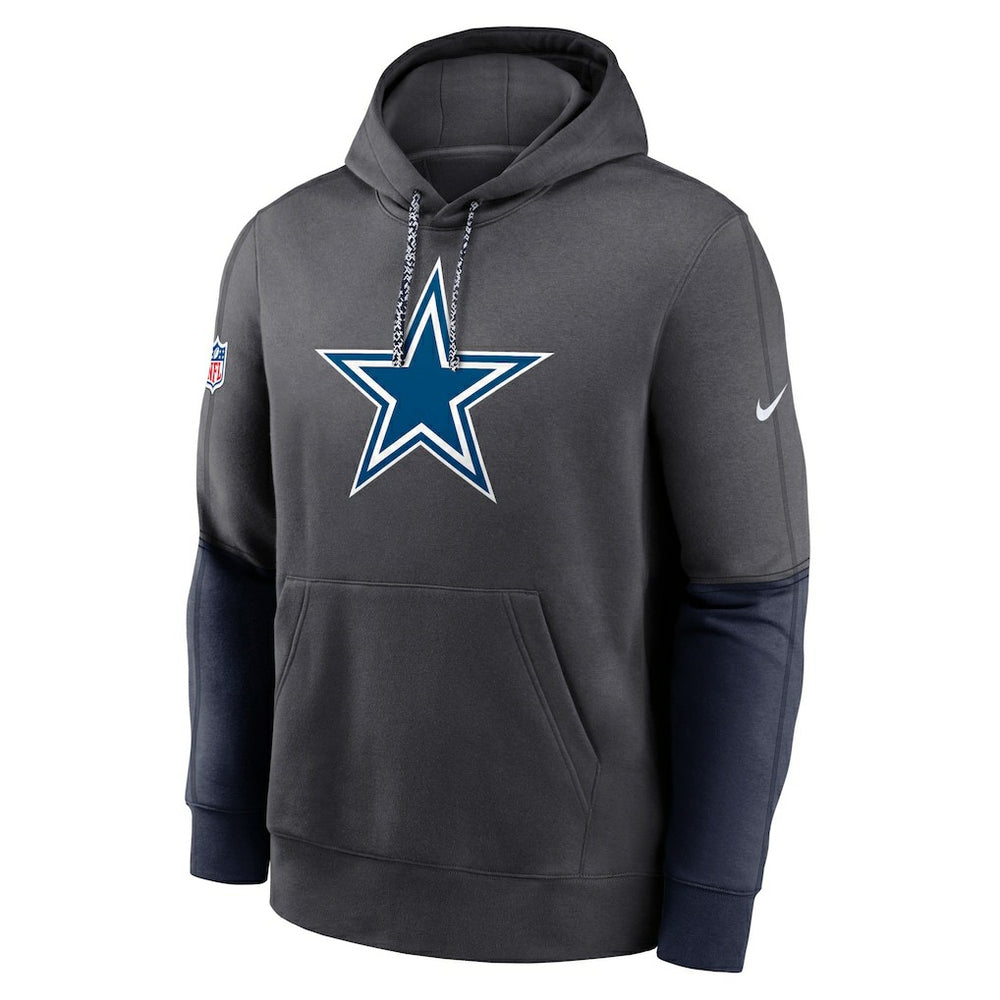 Nike Dallas Cowboys 2024 Sideline Club Pullover Hoodie Charcoal