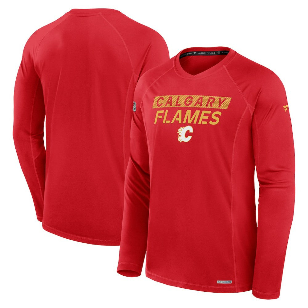 Calgary Flames Fanatics Authentic Pro Rink Tech Long Sleeve T-Shirt - Red - NHL 200869629