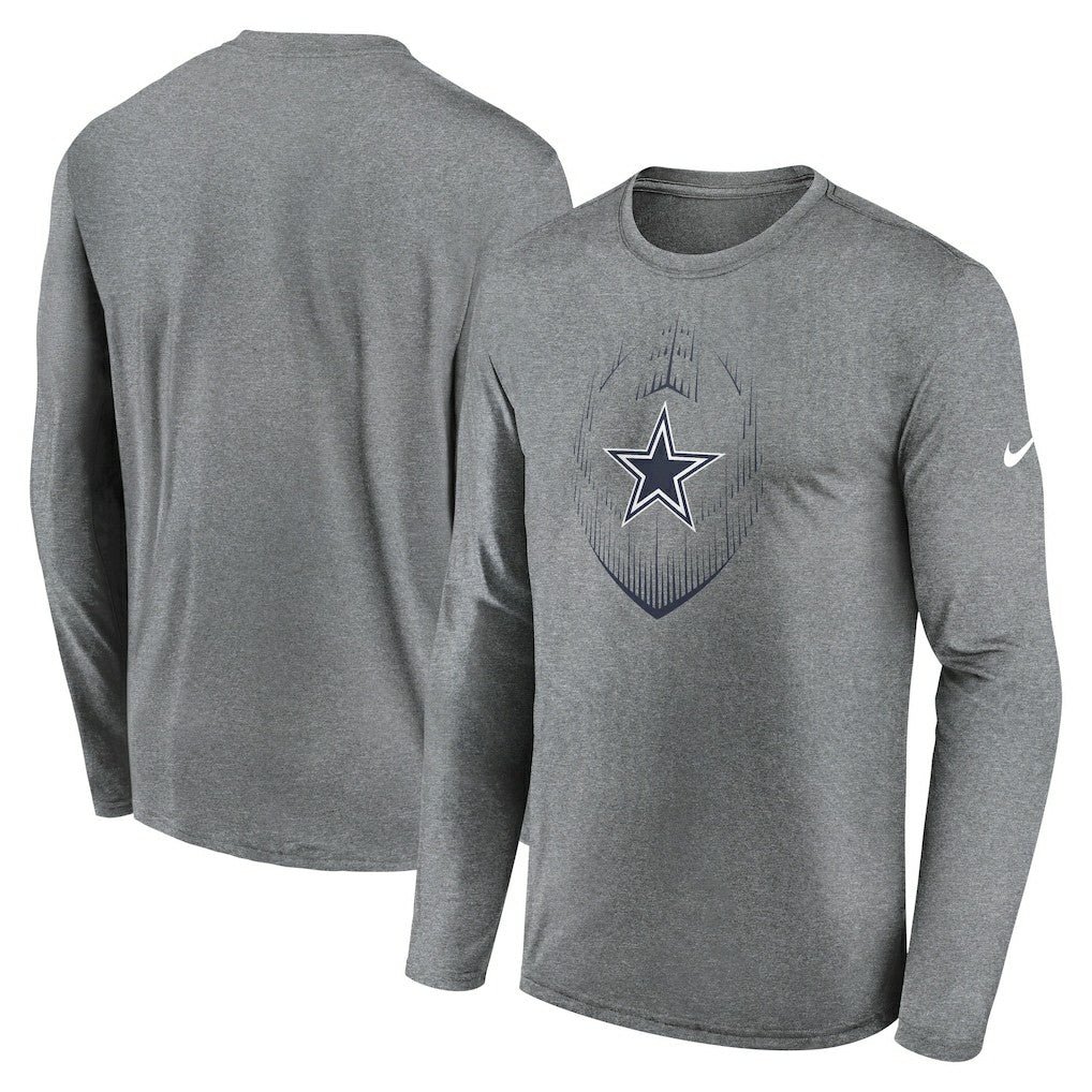 Nike Dallas Cowboys Icon Legend Performance Long Sleeve T-Shirt Heather Gray