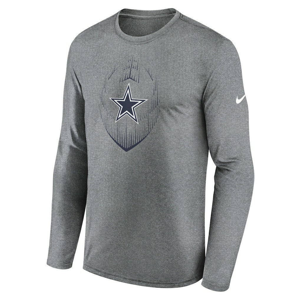 Nike Dallas Cowboys Icon Legend Performance Long Sleeve T-Shirt Heather Gray