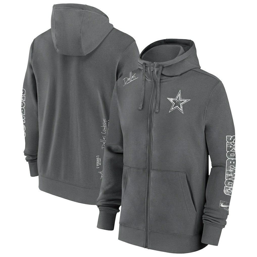Nike Dallas Cowboys Primetime Club Full-Zip Hoodie Charcoal
